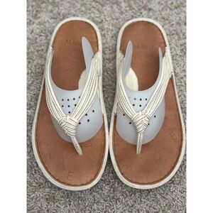 Born White Leather Strappy Thong Sandals Flip Flops Women's Size 10 EU 42